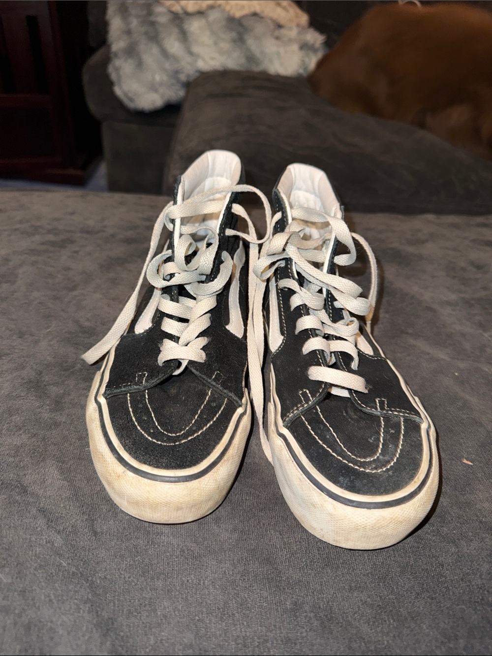 Womens Black High-Top Canvas Sneakers with platform White Accents